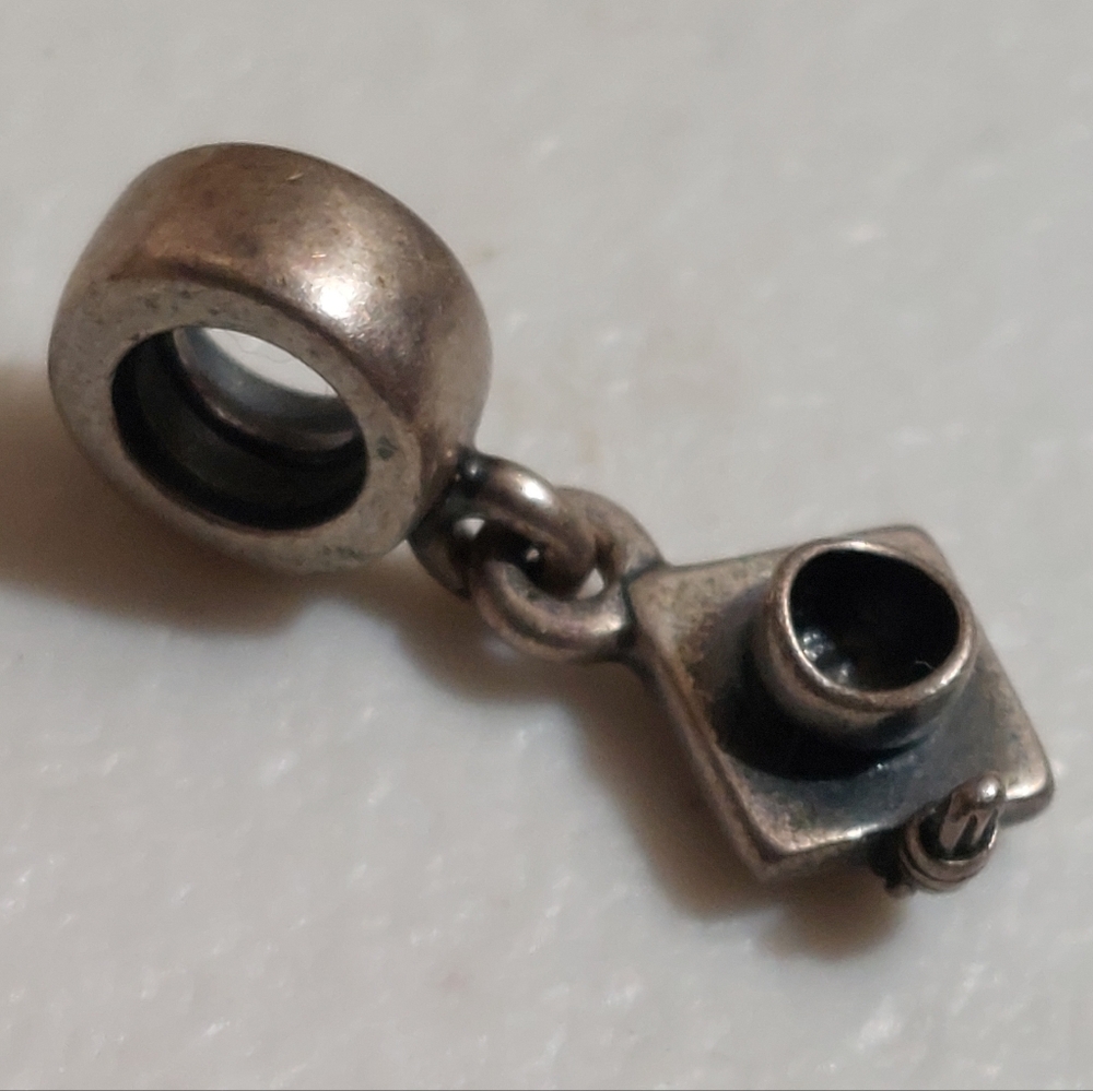 Authentic Pandora Sterling Silver Ale Graduation Cap Dangle Bead Bracelet Charm
